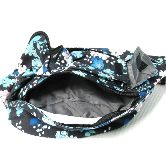 CRONE One Strap Blue Floral Sling Bag Purse Pockets Adjustable Strap - Picture 2 of 4